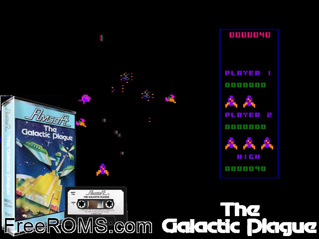 Plaga Galactica, La (S) (1988) [a1] Amstrad CPC game showing 3D box cover and gameplay screenshot